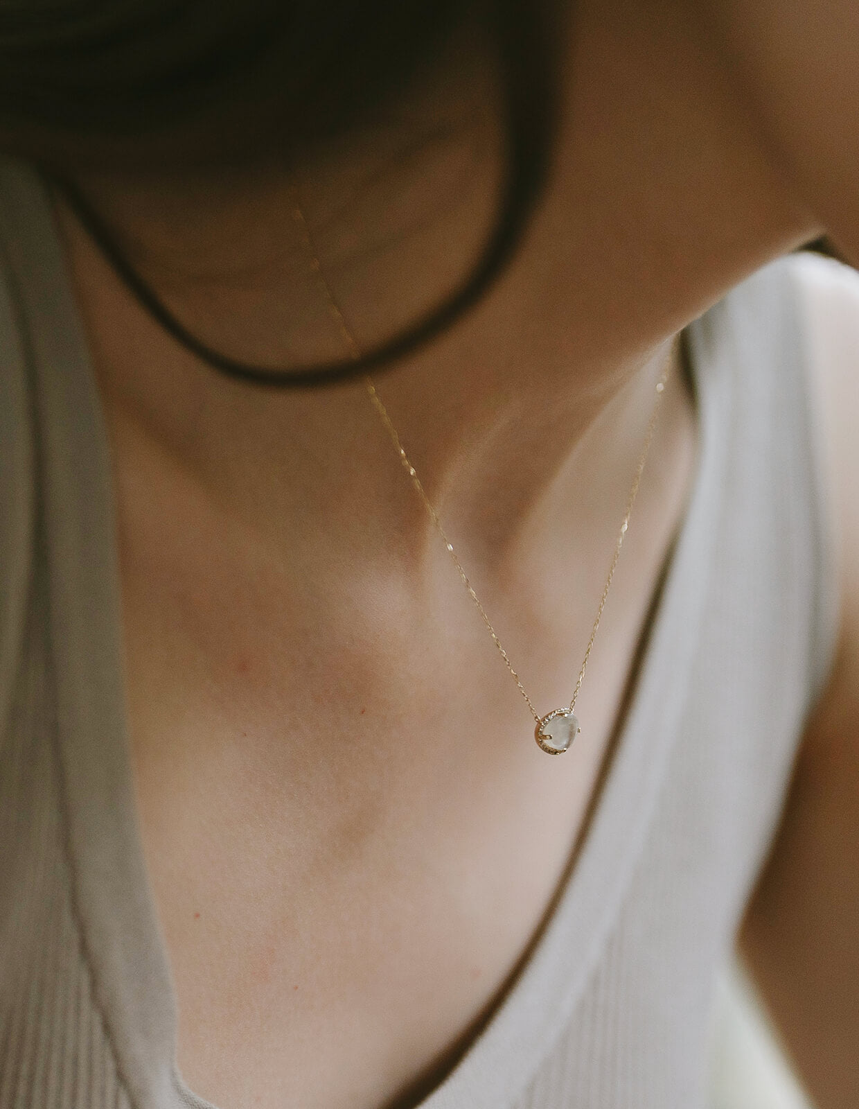 10K Gold Moonstone Necklace | PROPRIUM NEBULA