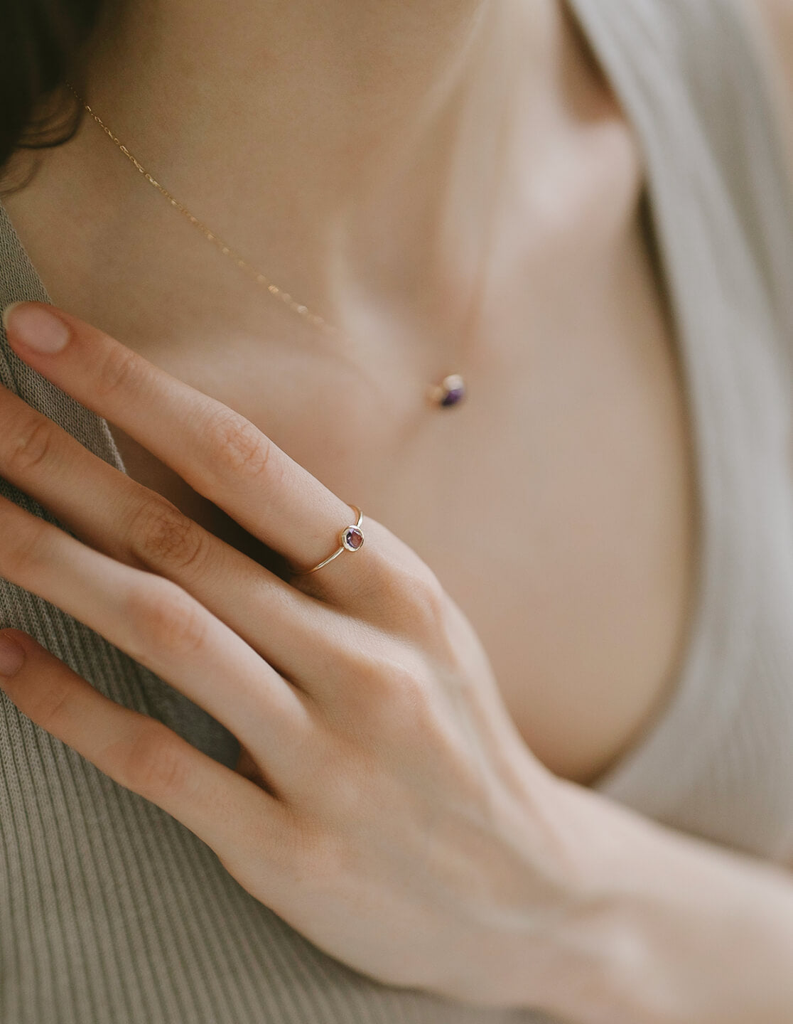 10K Gold 7color Gemstone Cabochon Ring | LUPAUS