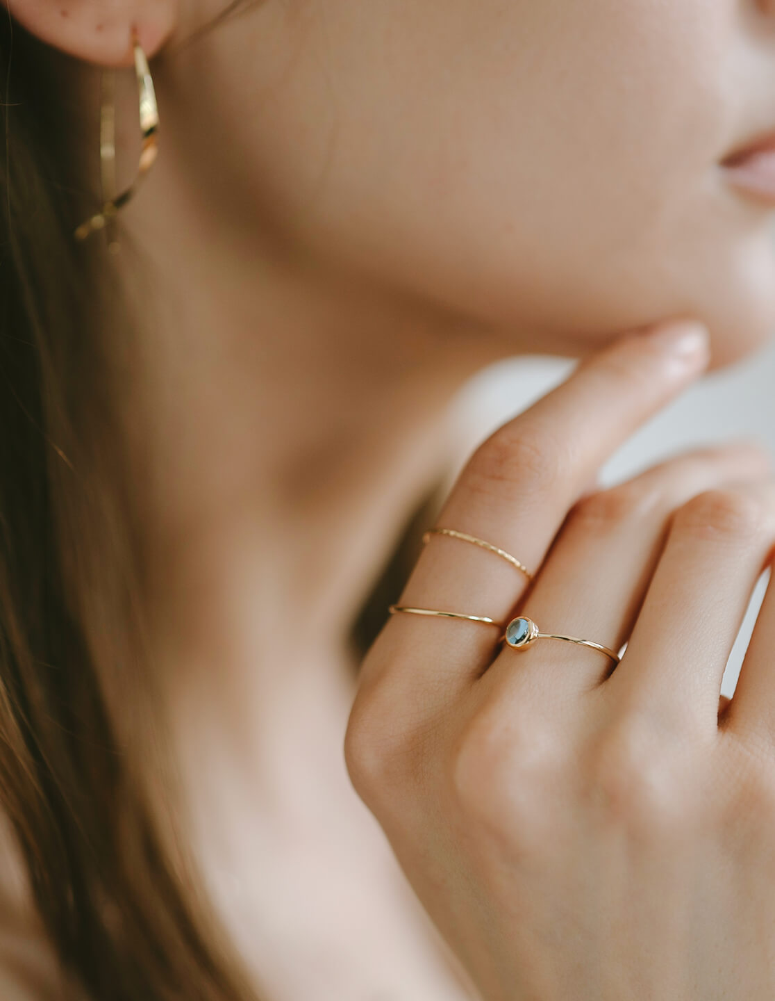 10K Gold 7color Gemstone Cabochon Ring | LUPAUS