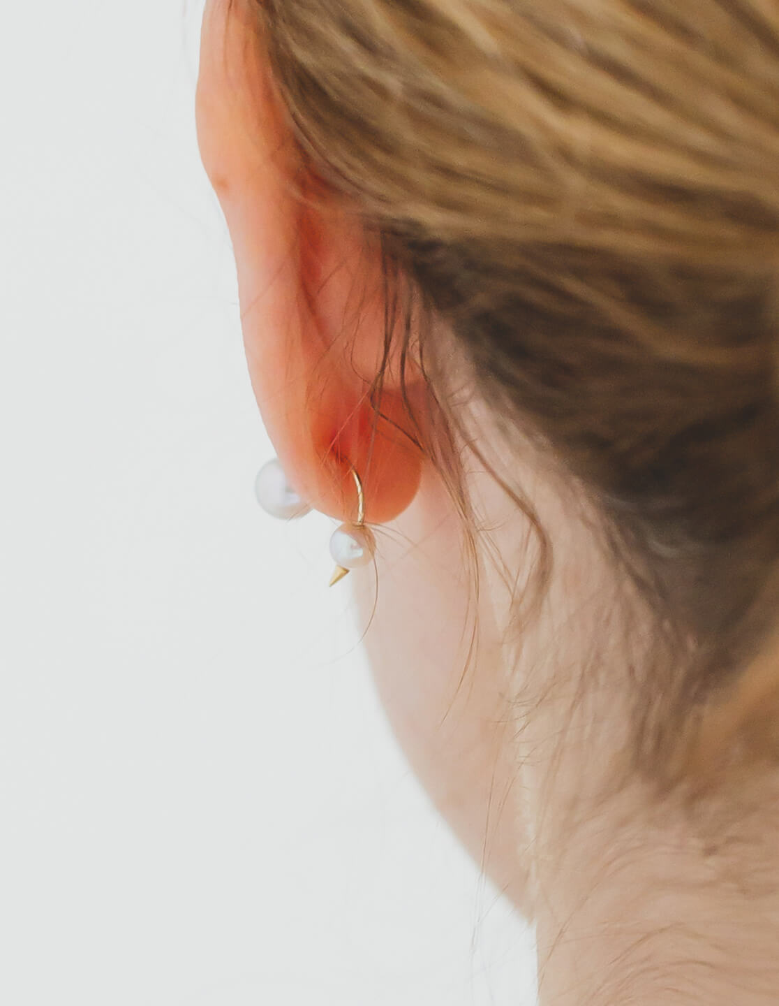 18K Double Pearl Thorny Earrings | FOLLETTA
