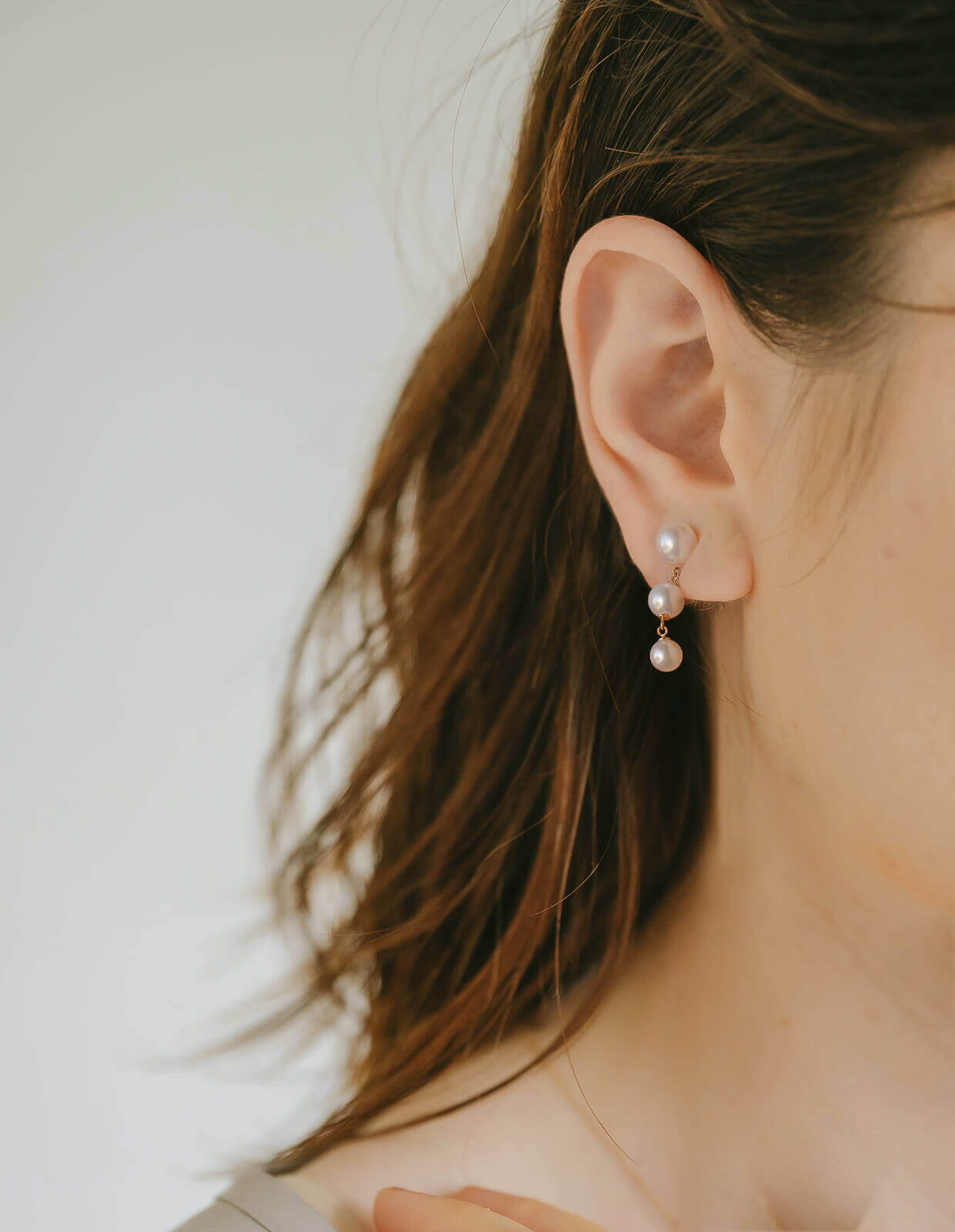 10K Triple Pearl Earring | TRESHE