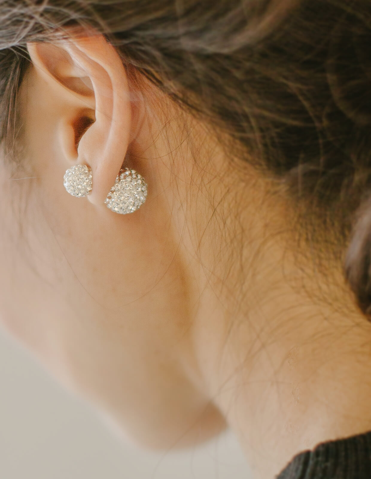 18K Post Crystal Pave Stud Earrings | DODONA