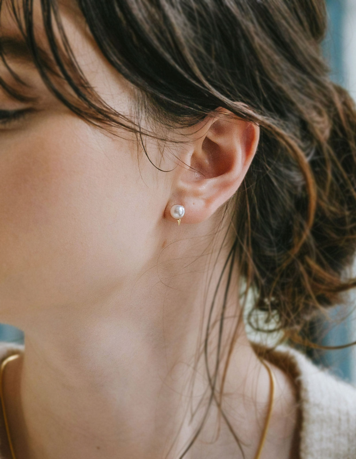 18K Gold Thorny Gold Cap Pearl Earrings | ESPINAS