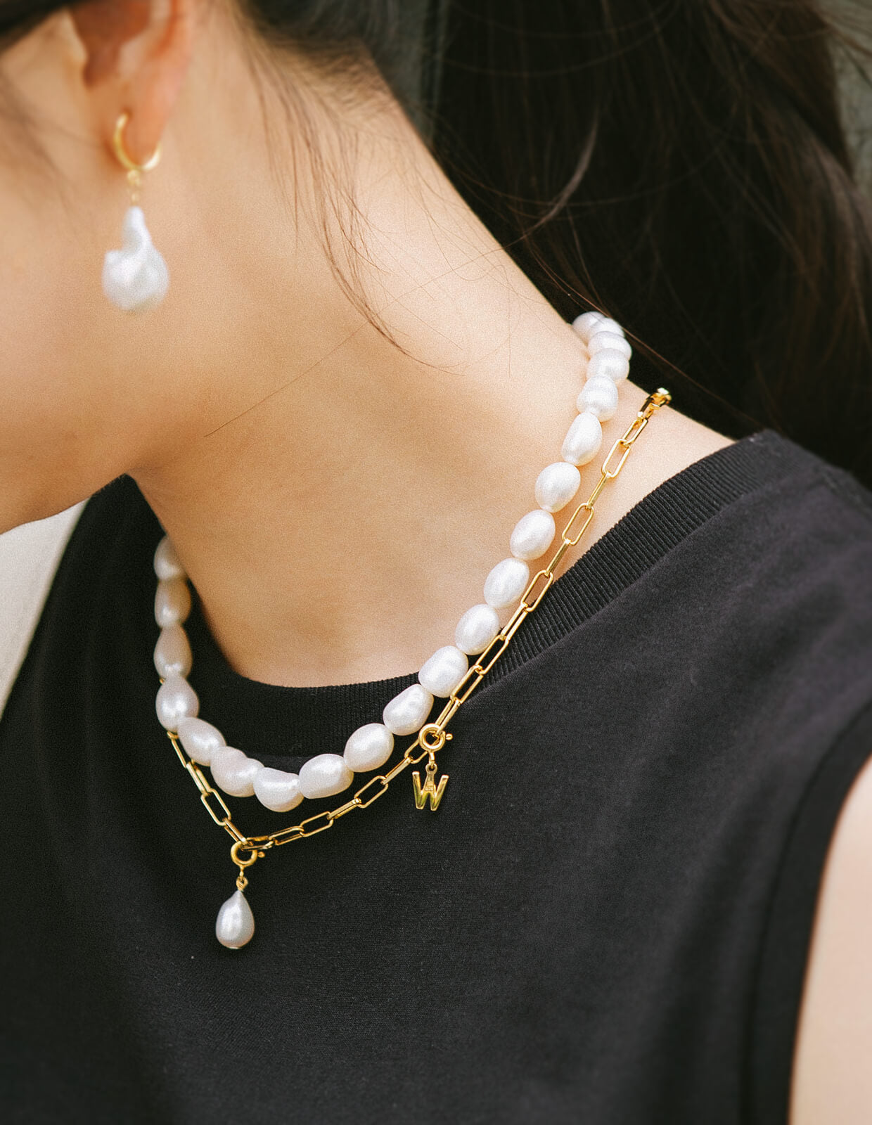 Baroque Pearl Necklace Set | SCERNE-SET