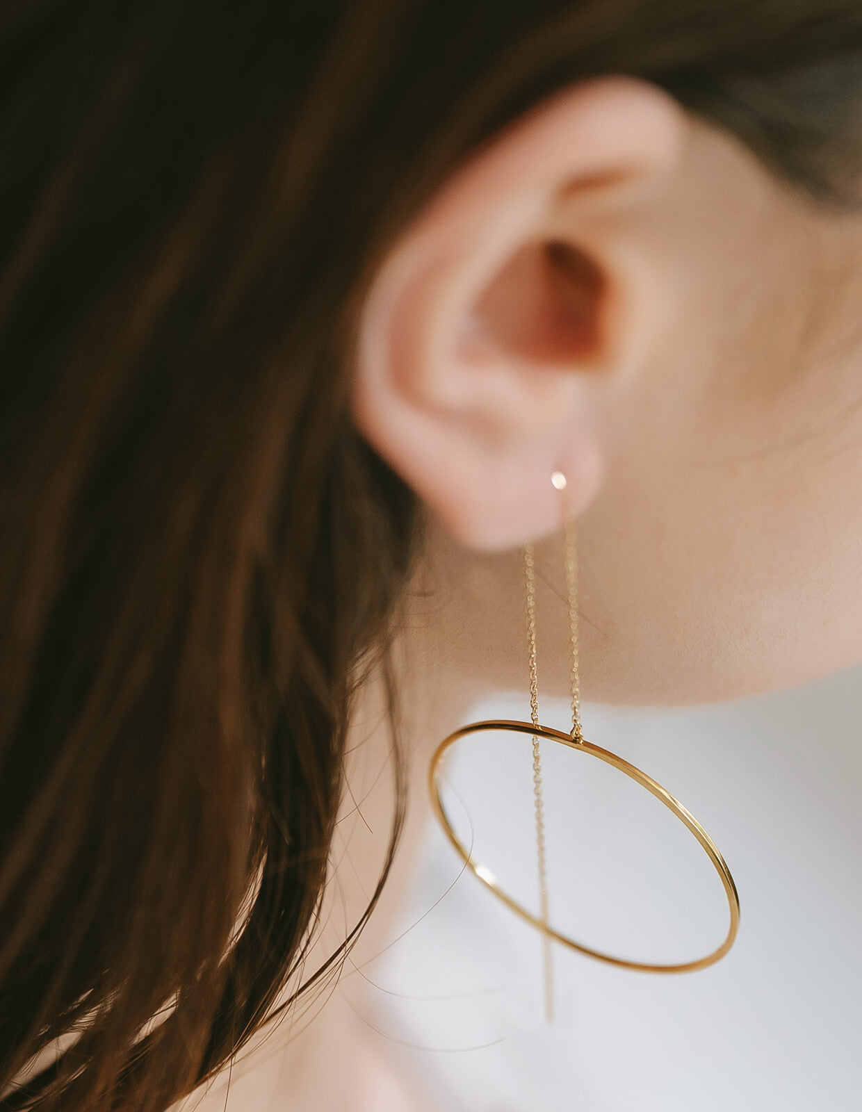 10K Elegant Hoop Chain Earrings | DENEB-K10