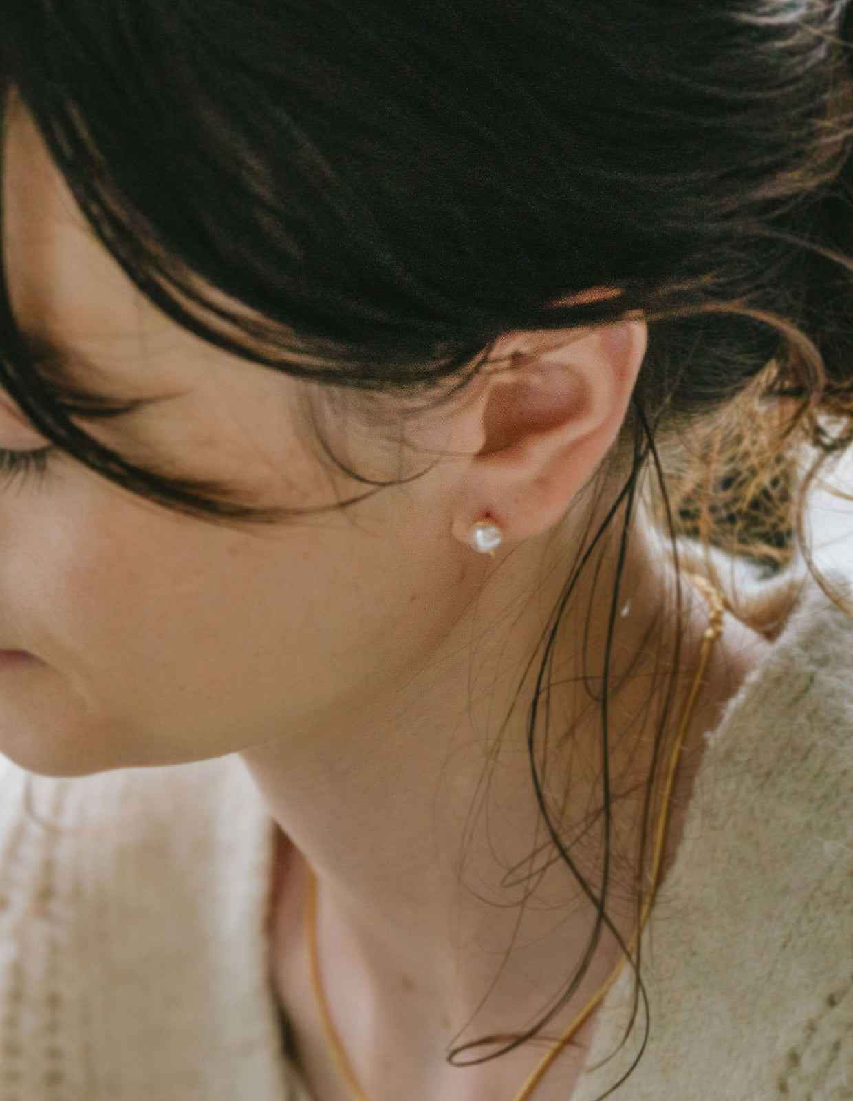 18K Gold Thorny Gold Cap Pearl Earrings | ESPINAS