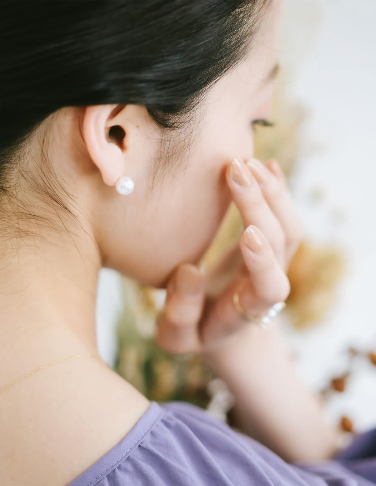 18K Gold Post 8.5mm-9mm High Quality Akoya Pearl Stud Earrings | DEORA