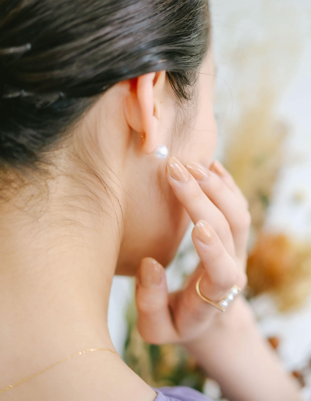 18K Gold Post 8.5mm-9mm High Quality Akoya Pearl Stud Earrings | DEORA