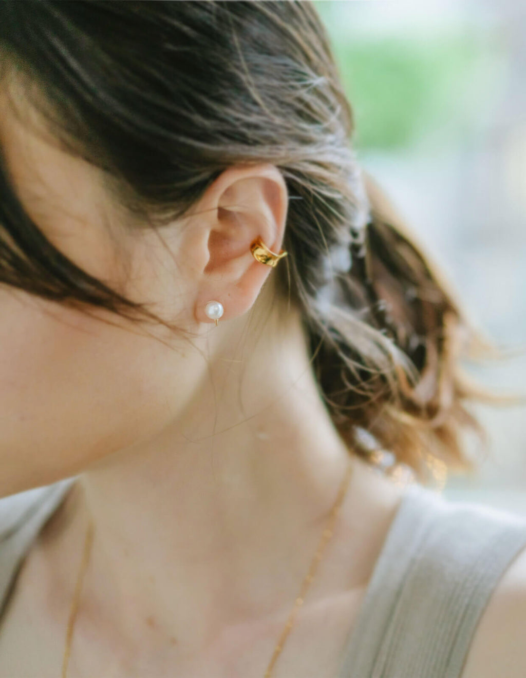18K Gold Thorny Gold Cap Pearl Earrings | ESPINAS