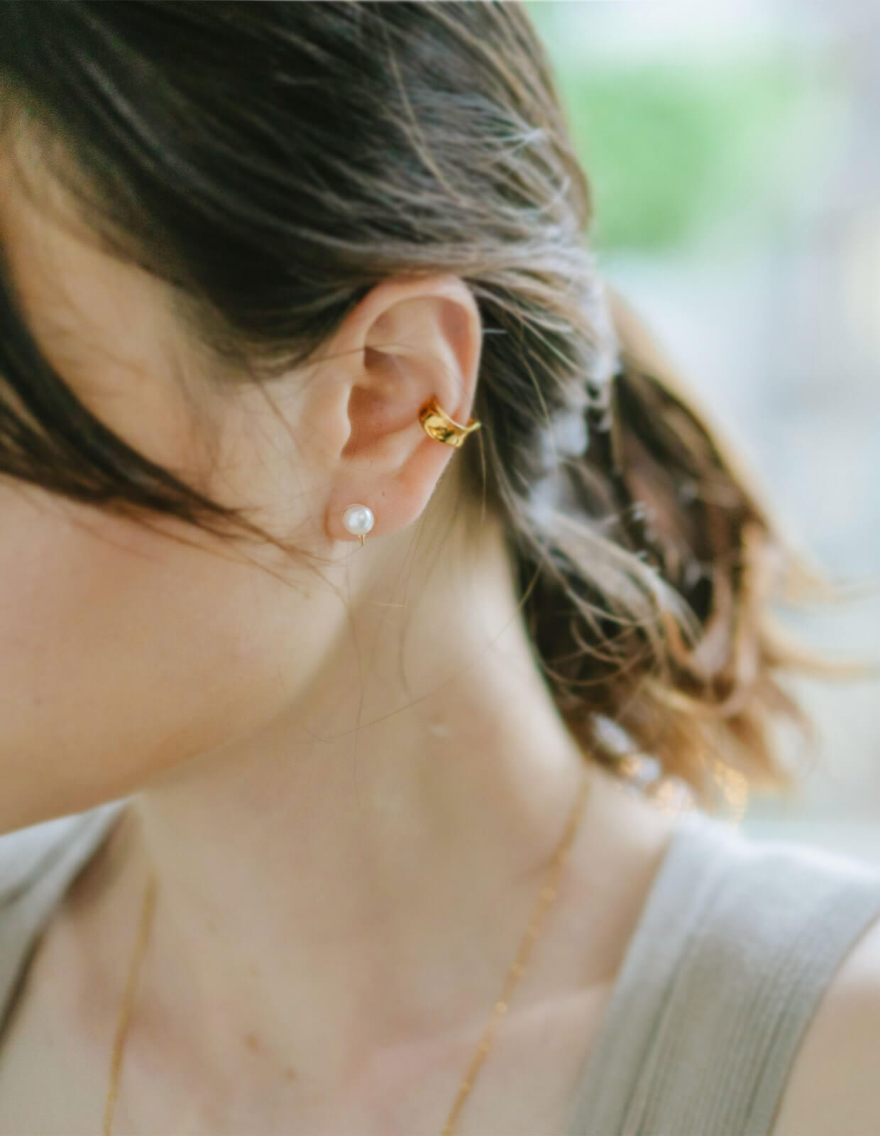 18K Gold Thorny Gold Cap Pearl Earrings | ESPINAS