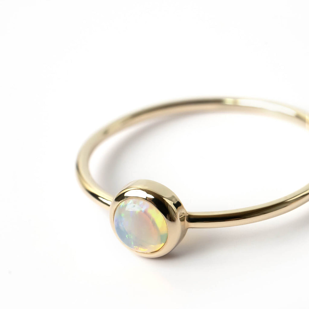 10K Gold 7color Gemstone Cabochon Ring | LUPAUS