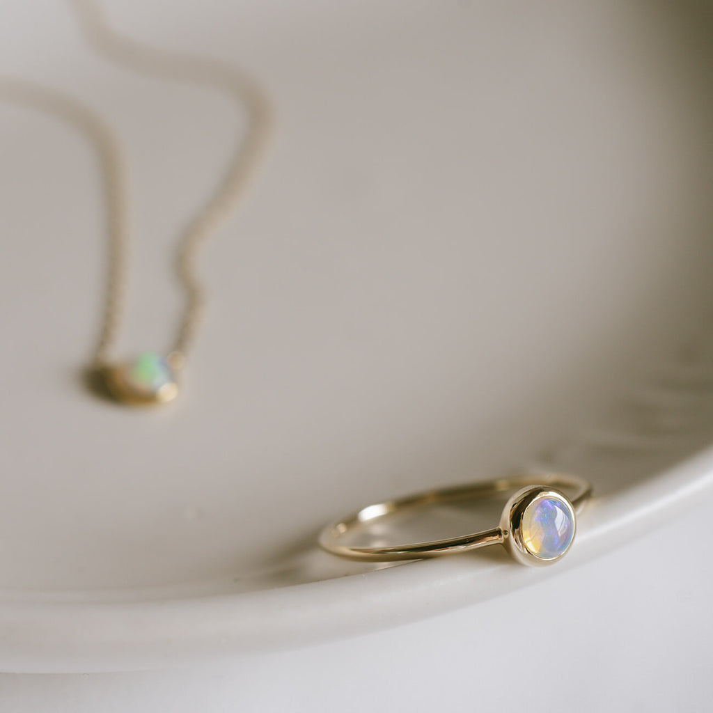 10K Gold 7color Gemstone Cabochon Ring | LUPAUS