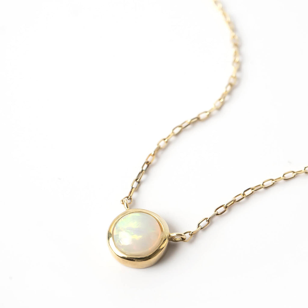 10K Gold 7color Gemstone Cabochon Necklace | LUPAUS