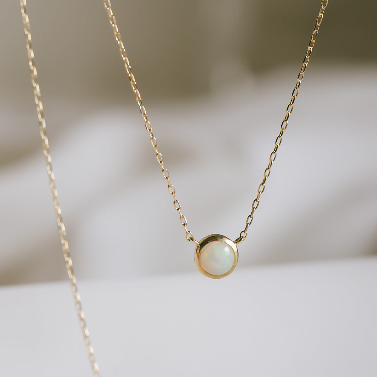 10K Gold 7color Gemstone Cabochon Necklace | LUPAUS