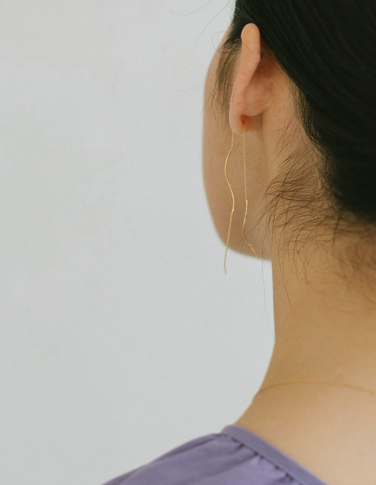 18K Gold Wavy Long Earrings | ORNE-WAVE