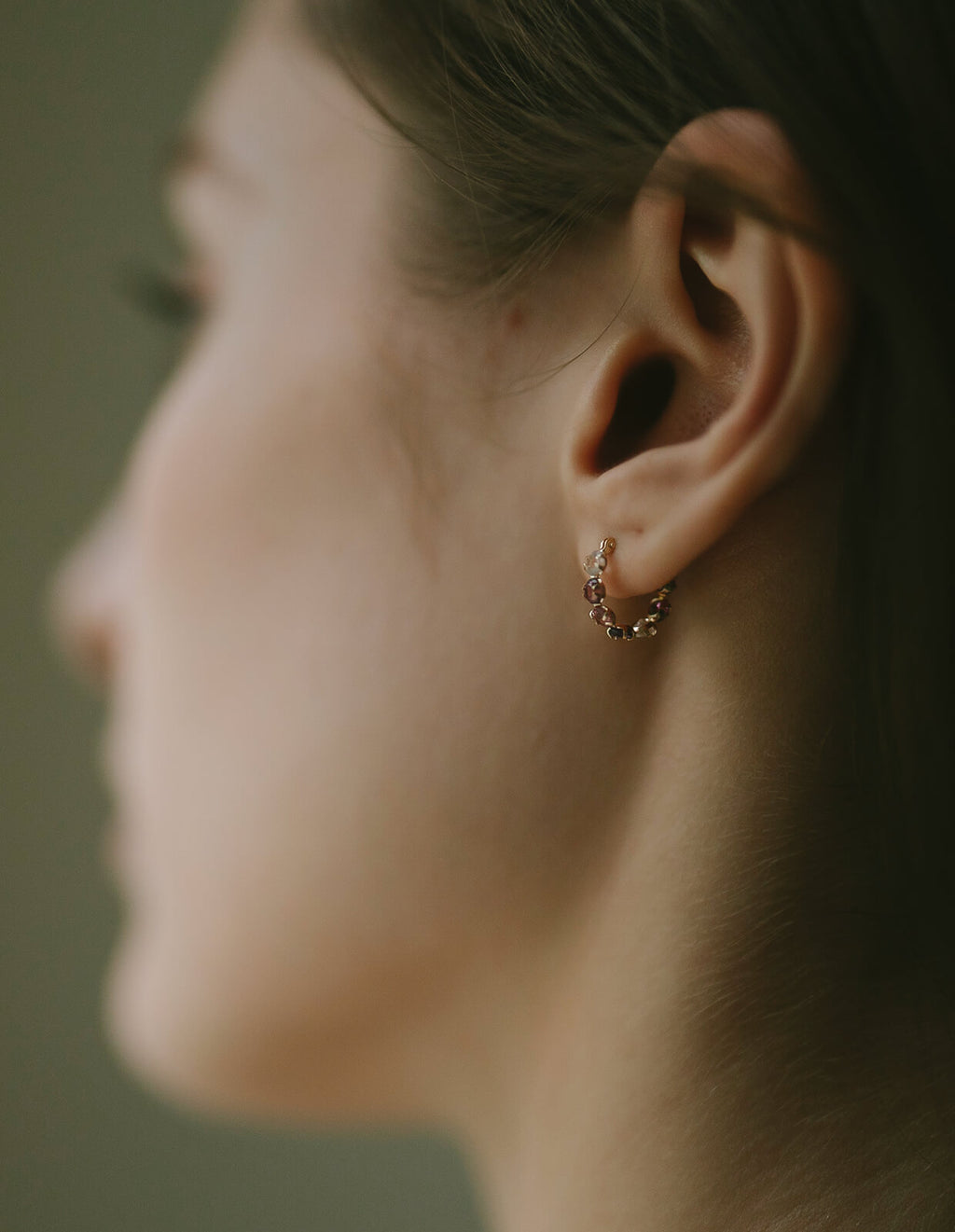 10K Gold Multicolor Gemstone Huggie Hoop Earrings | MAROLOKKO