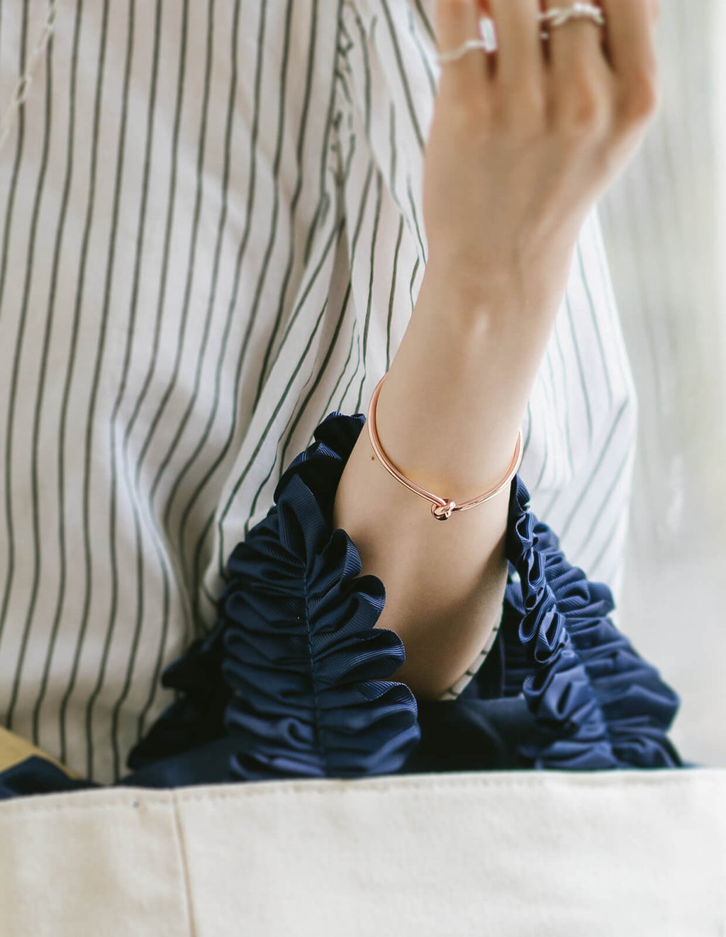 18K Gold Plated Sterling Silver Tight Knot Bangle | OBLIGA