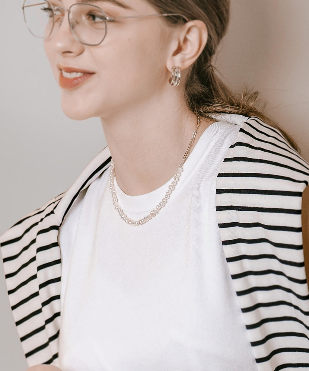 Baroque Pearl Link Chain Necklace | AFRIZO-MIKTOS