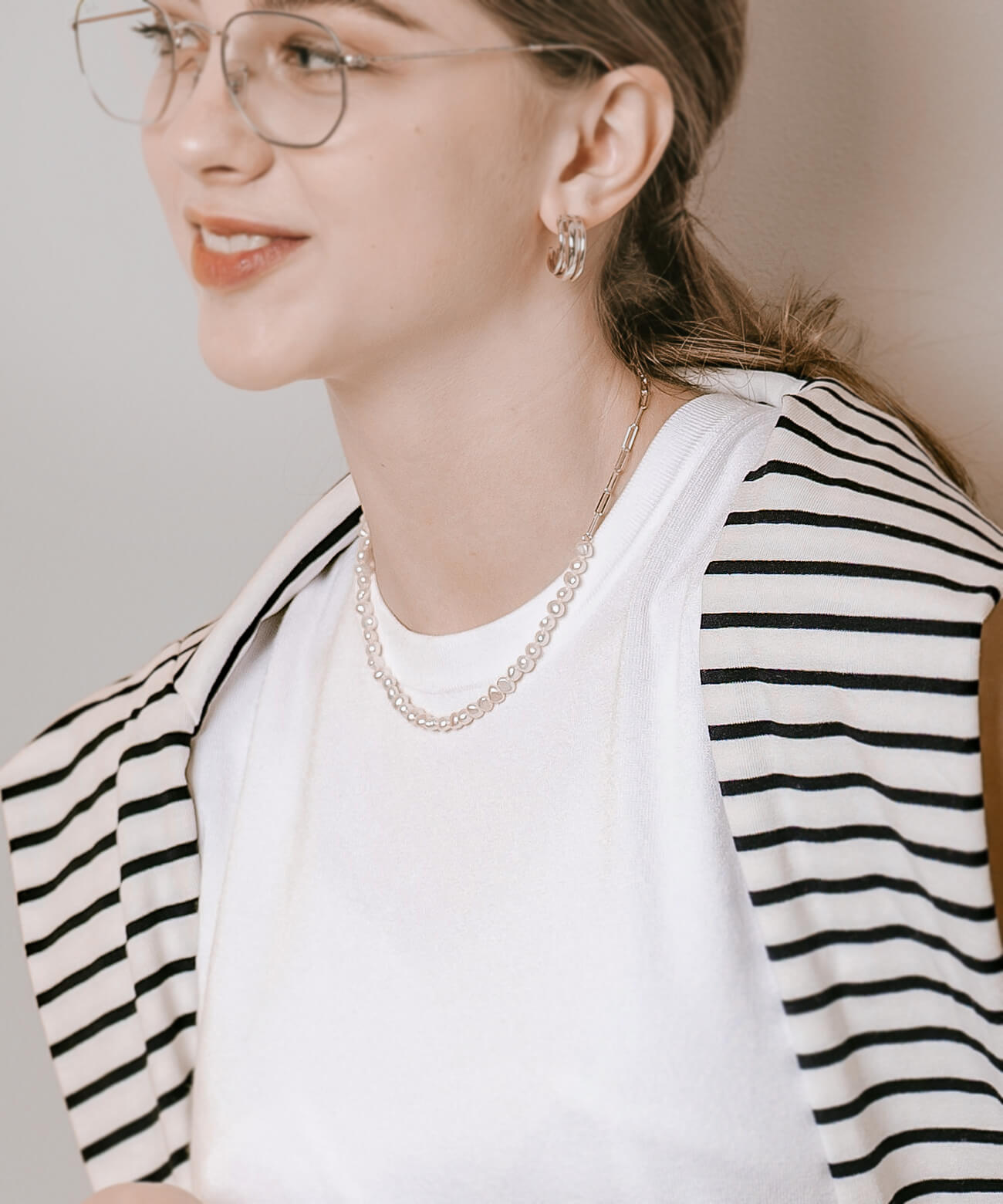 Baroque Pearl Link Chain Necklace | AFRIZO-MIKTOS