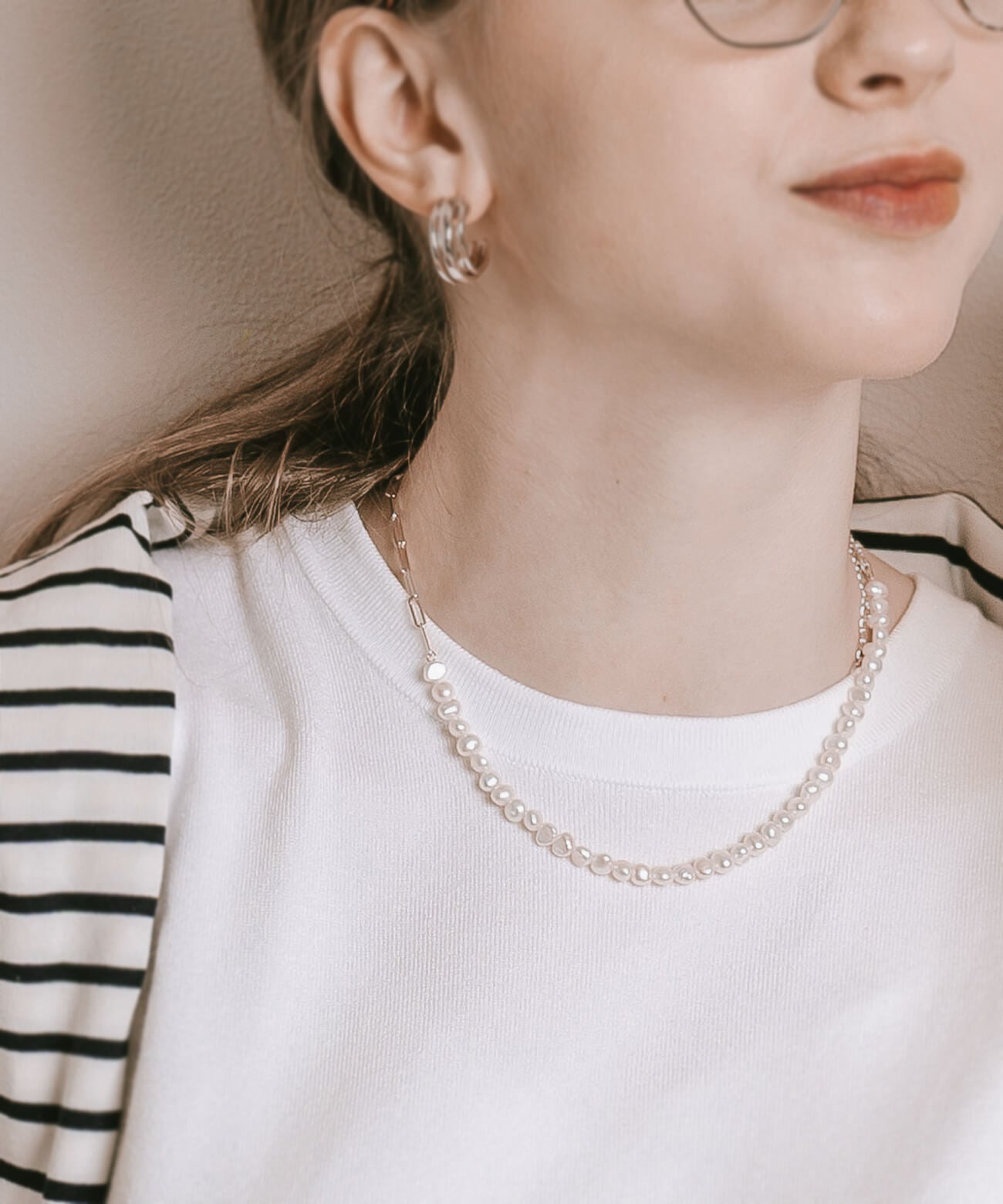 Baroque Pearl Link Chain Necklace | AFRIZO-MIKTOS