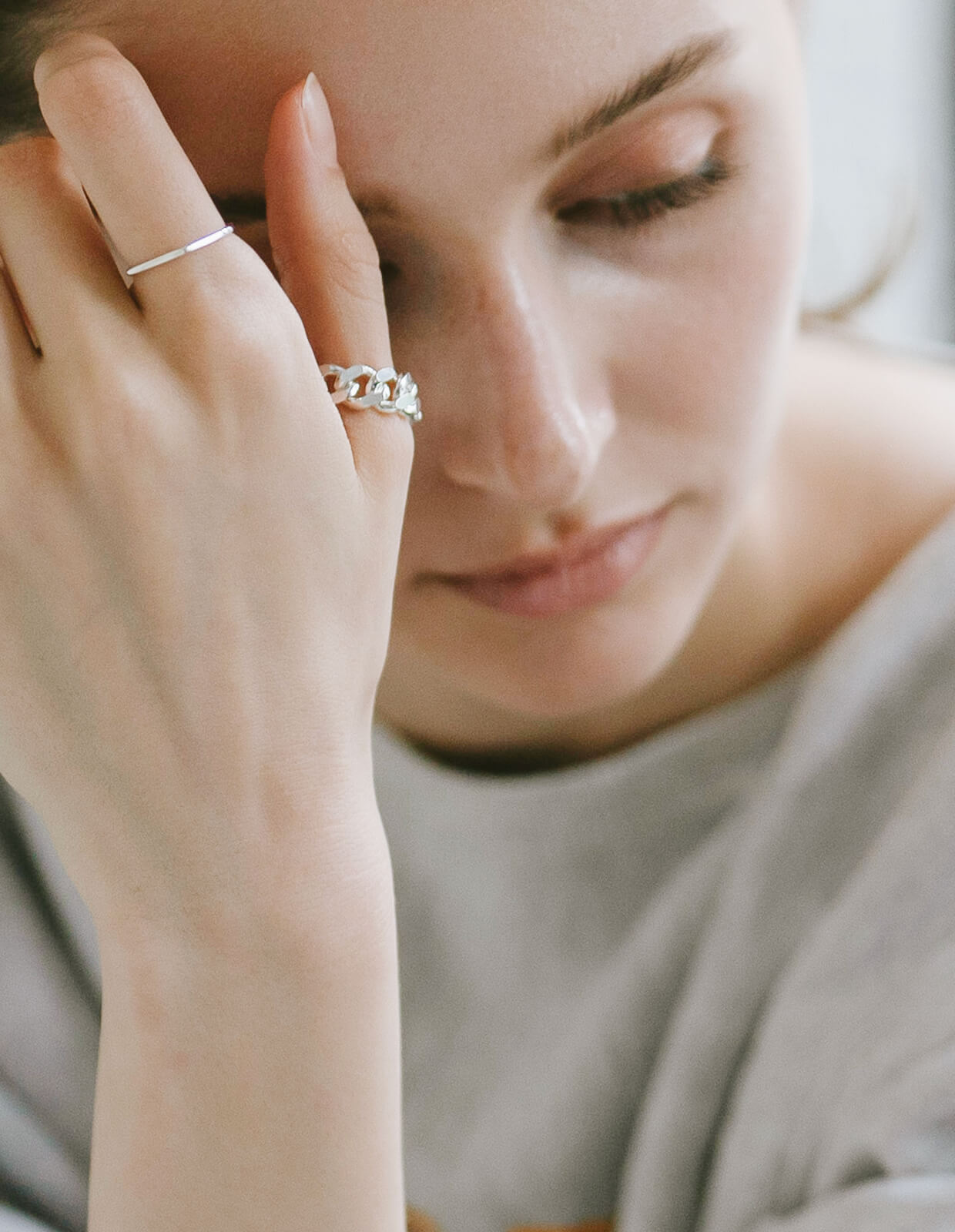 18K Gold Plated Sterling Silver Cuban Link Chain Ring | KAVALERI