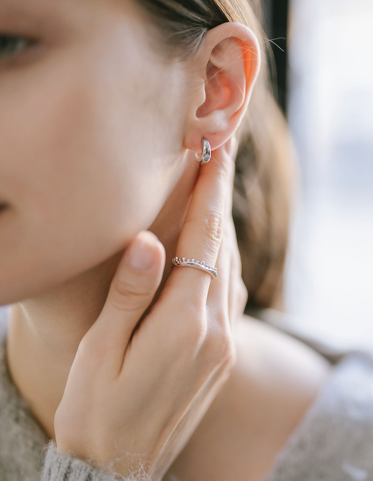 18K Gold Plated Sterling Silver Stout Tiny Hoop Earrings | KYKLOS-MOON