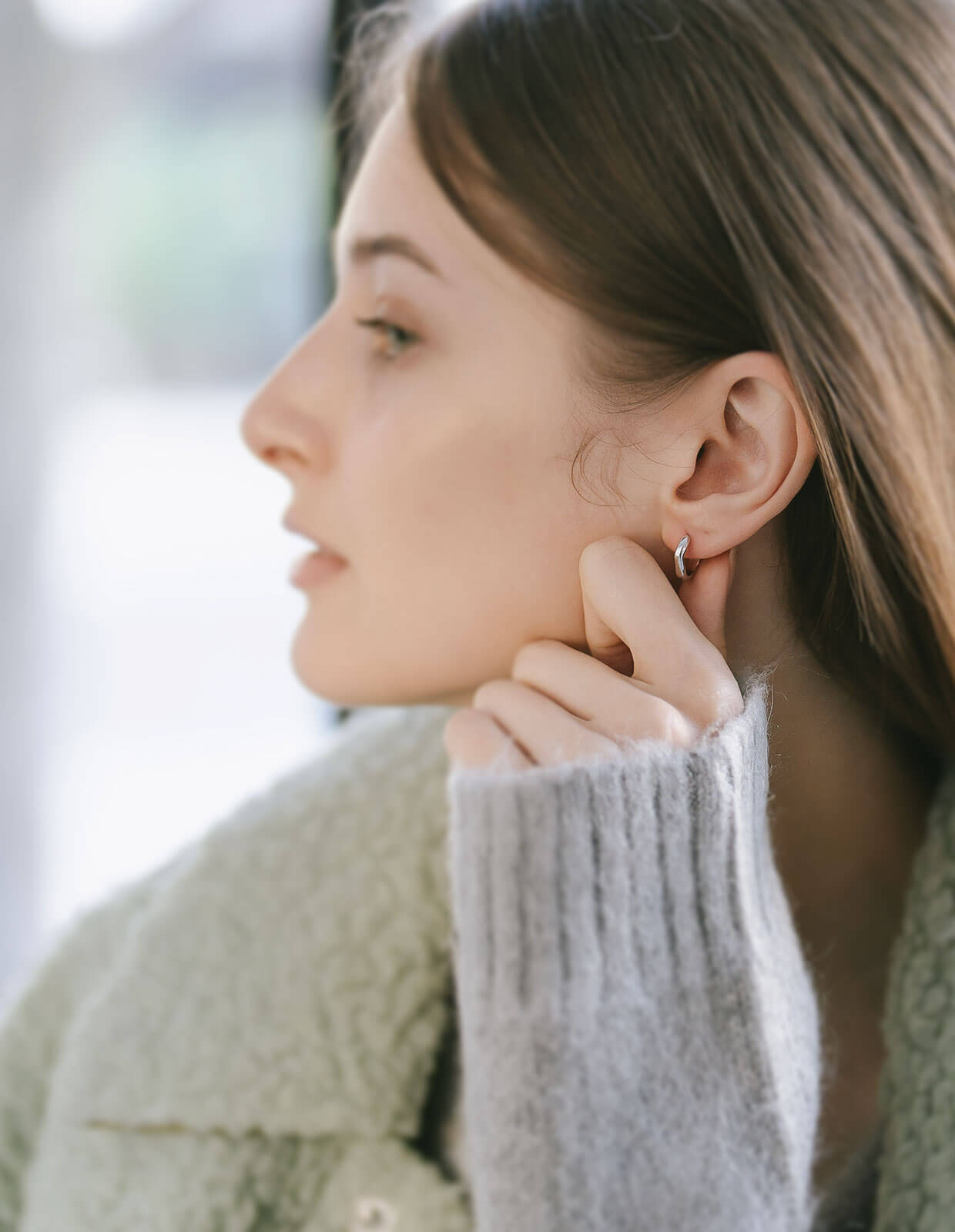 18K Gold Plated Sterling Silver Chunky Hoop Earrings | KYKLOS-WAVE