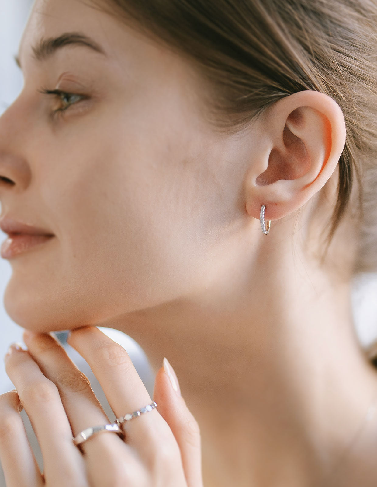 18K Gold Plated Sterling Silver Straight Pave Hoop Earrings | KYKLOS-STR