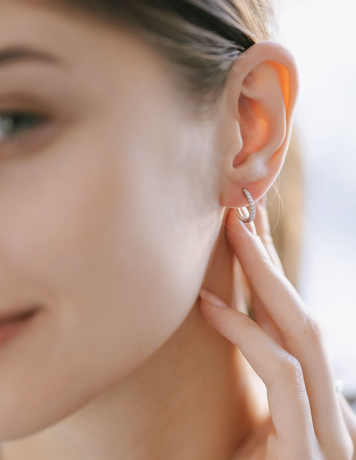 18K Gold Plated Sterling Silver Straight Pave Hoop Earrings | KYKLOS-STR