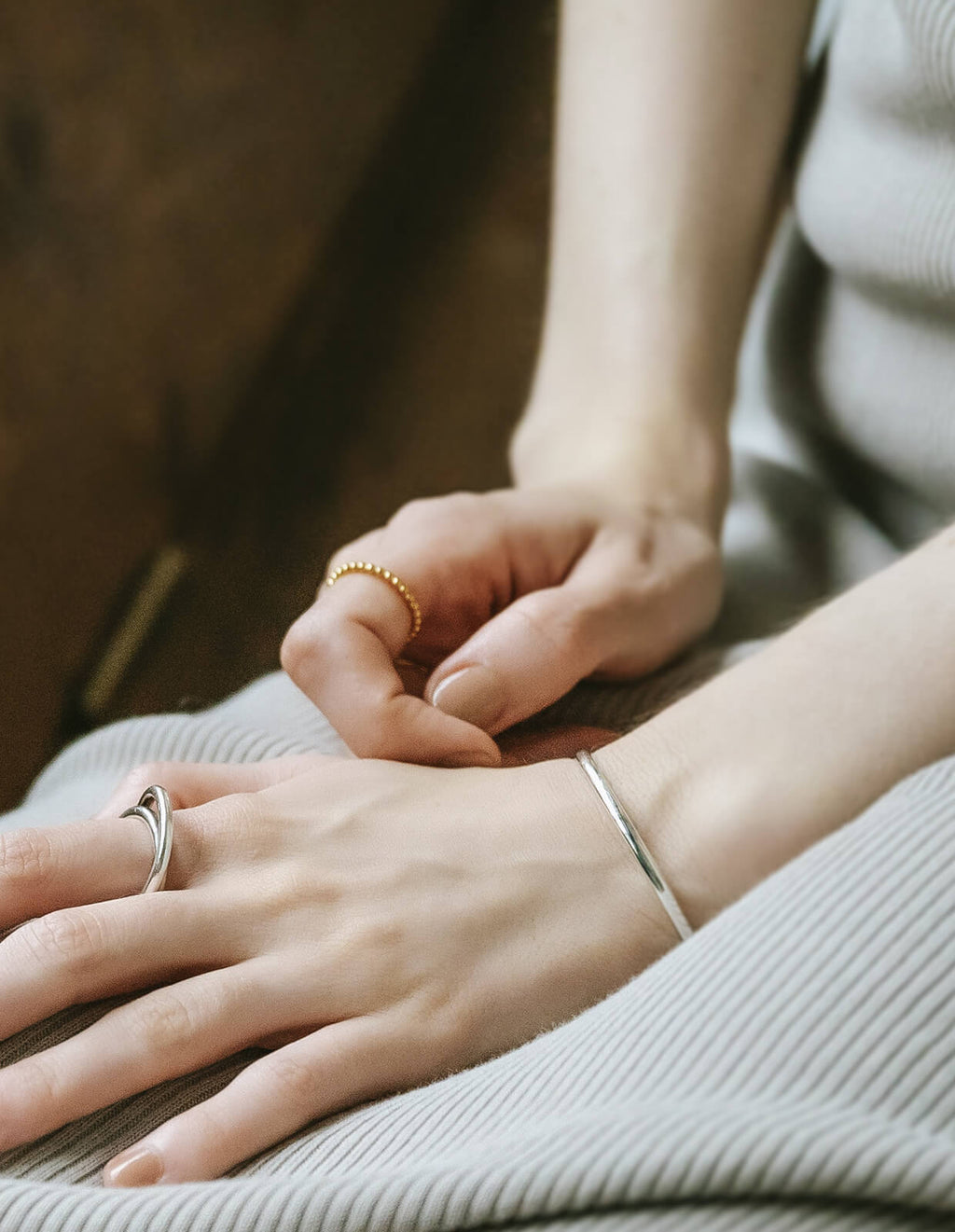 18K Gold Plated Sterling Silver Smooth Round Open Bangle | LADIER