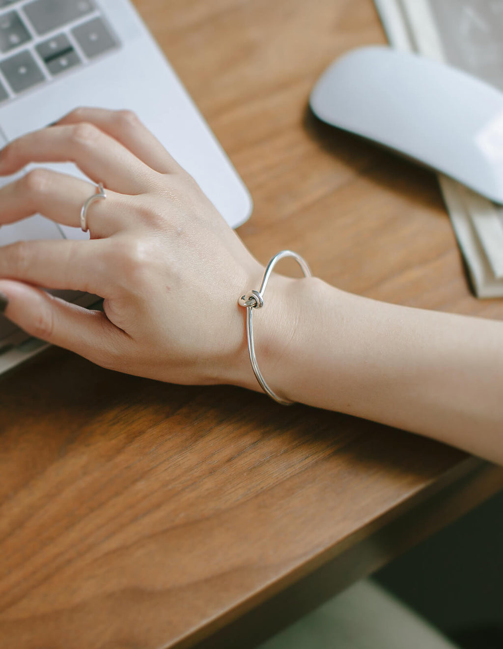 18K Gold Plated Sterling Silver Tight Knot Bangle | OBLIGA