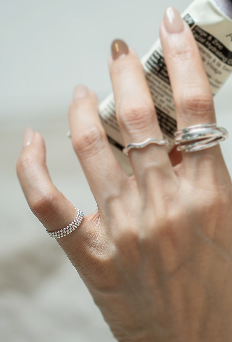 18K Gold Plated Sterling Silver Stacking Ball Chain Ring | LASSO