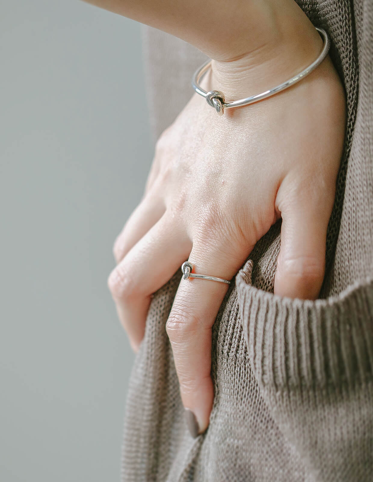 18K Gold Plated Sterling Silver Tight Knot Bangle | OBLIGA