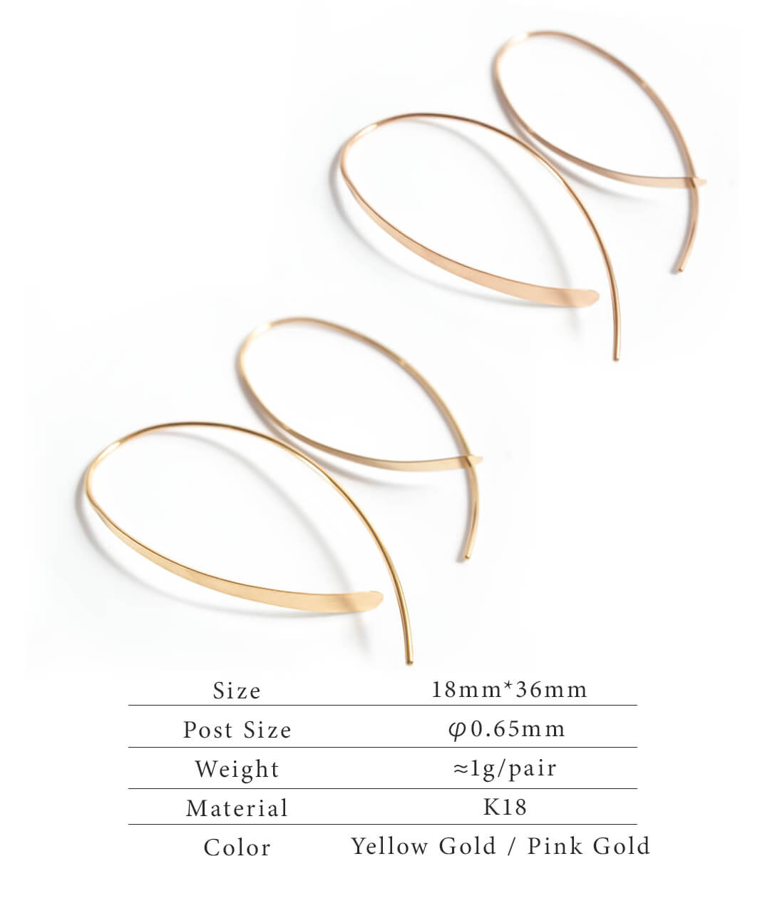 18K Almond Hoop Earrings | GOUCCIA