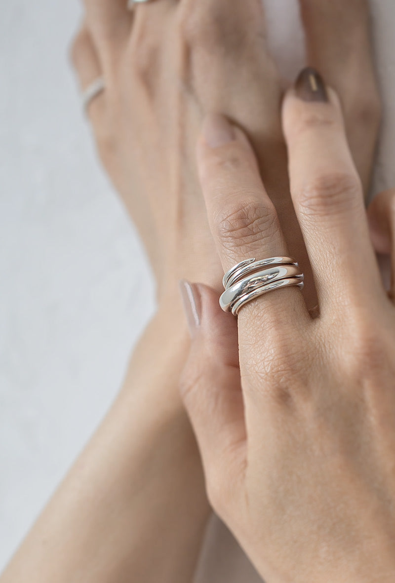 18K Gold Plated Sterling Silver Multi Layered Ring | PAMUR