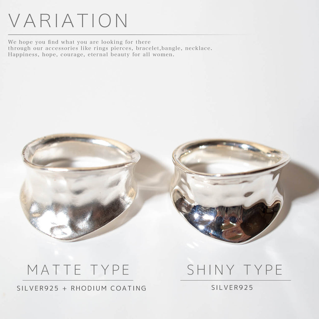 925 Sterling Silver Hammered Wide Ring | MOONU