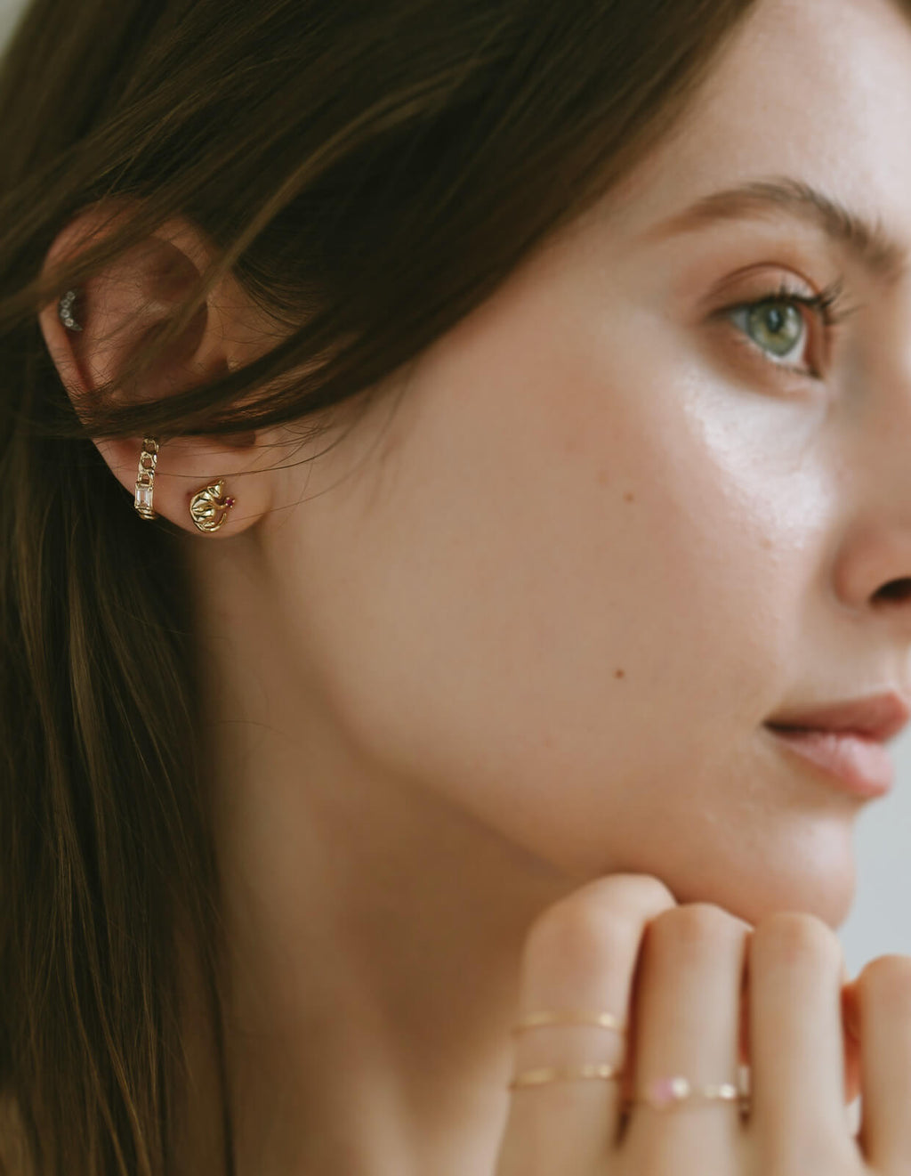 Baguette Cut Chain Earcuff ＆ Ring | TRESOR-MONO