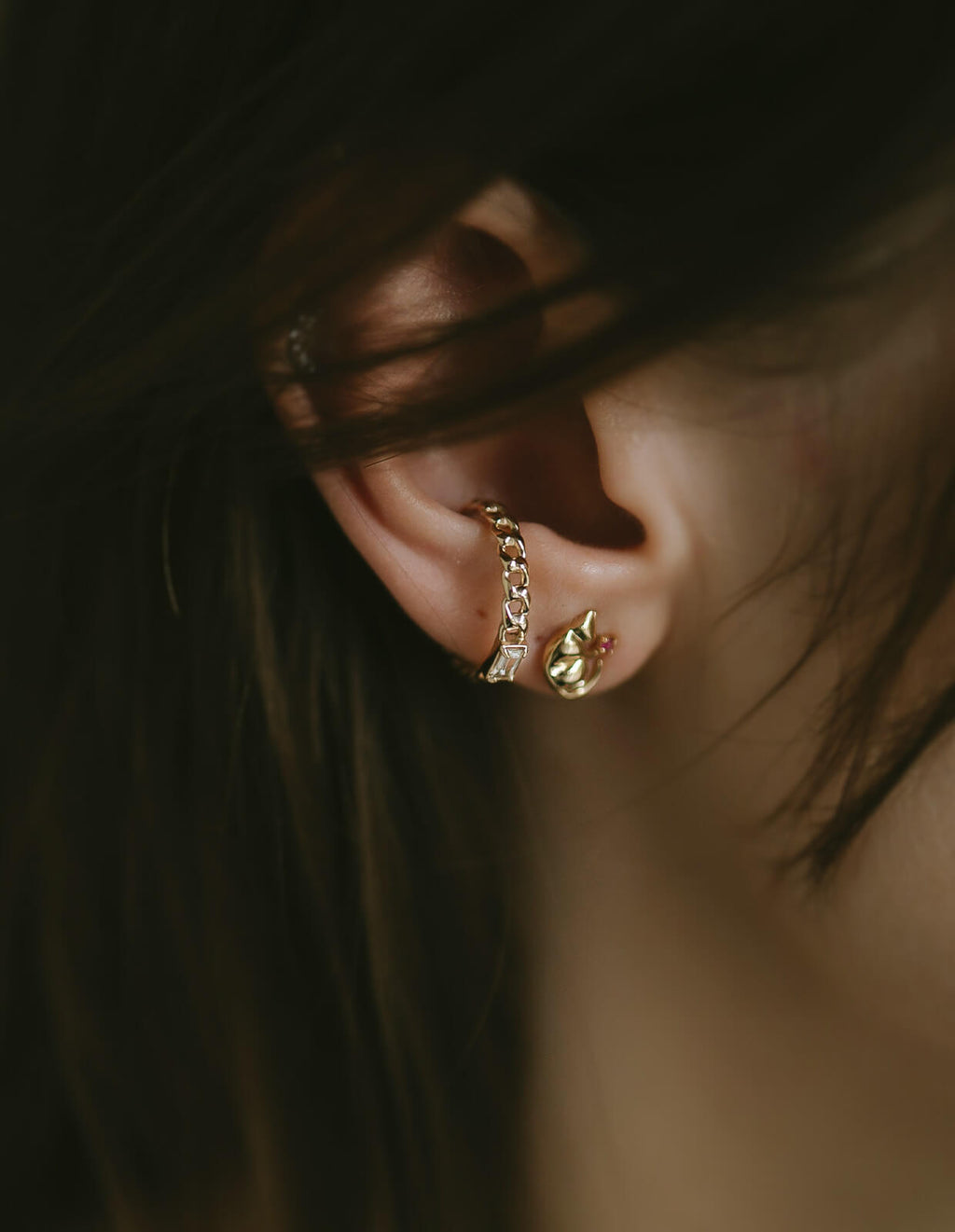 Baguette Cut Chain Earcuff ＆ Ring | TRESOR-MONO