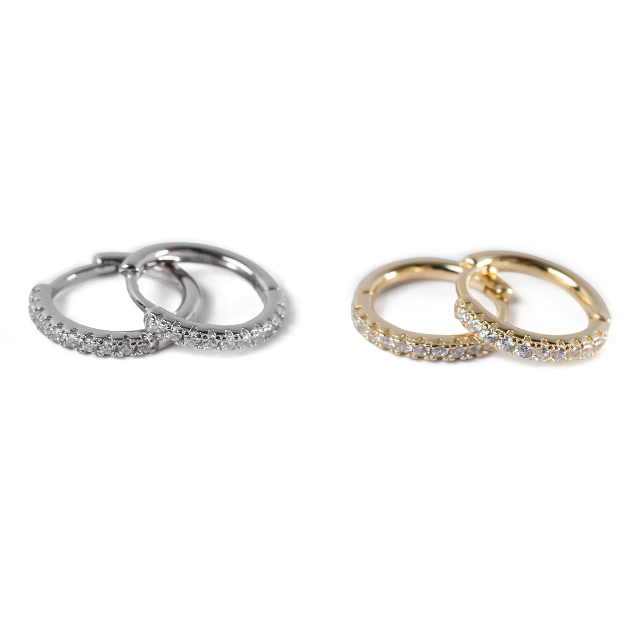 18K Gold Plated Sterling Silver Straight Pave Hoop Earrings | KYKLOS-STR