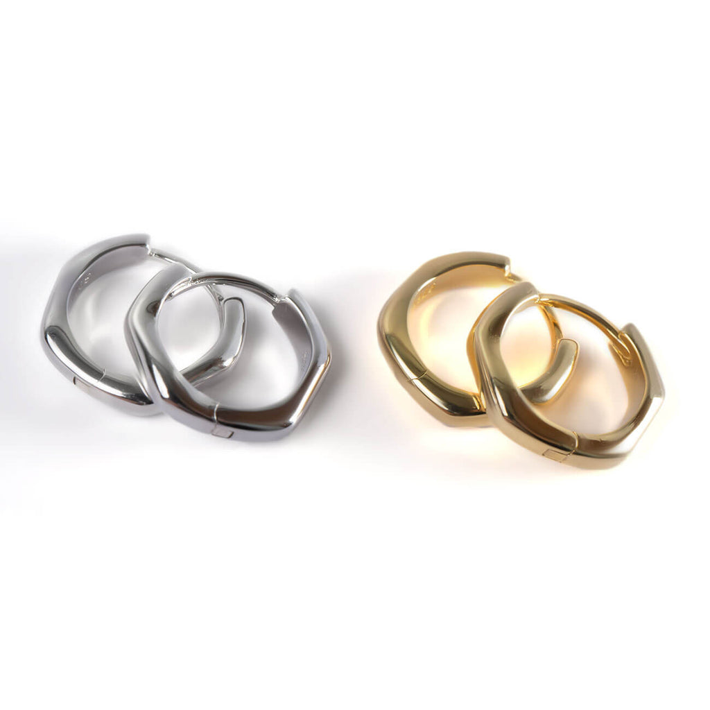18K Gold Plated Sterling Silver Chunky Hoop Earrings | KYKLOS-WAVE