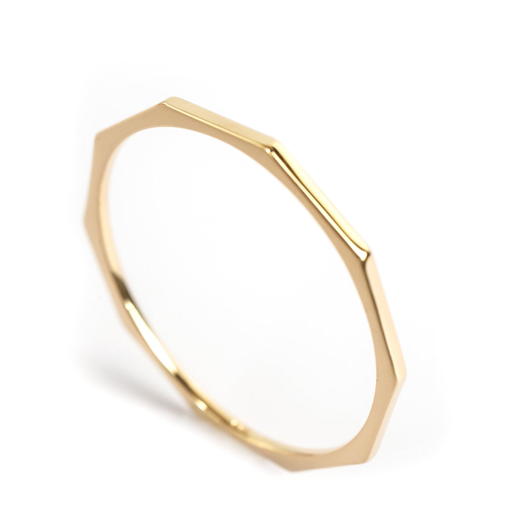 18K Gold Decagon Delicate Gold Ring | TOCACK