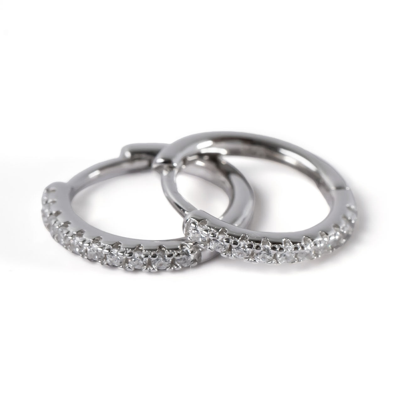 18K Gold Plated Sterling Silver Straight Pave Hoop Earrings | KYKLOS-STR