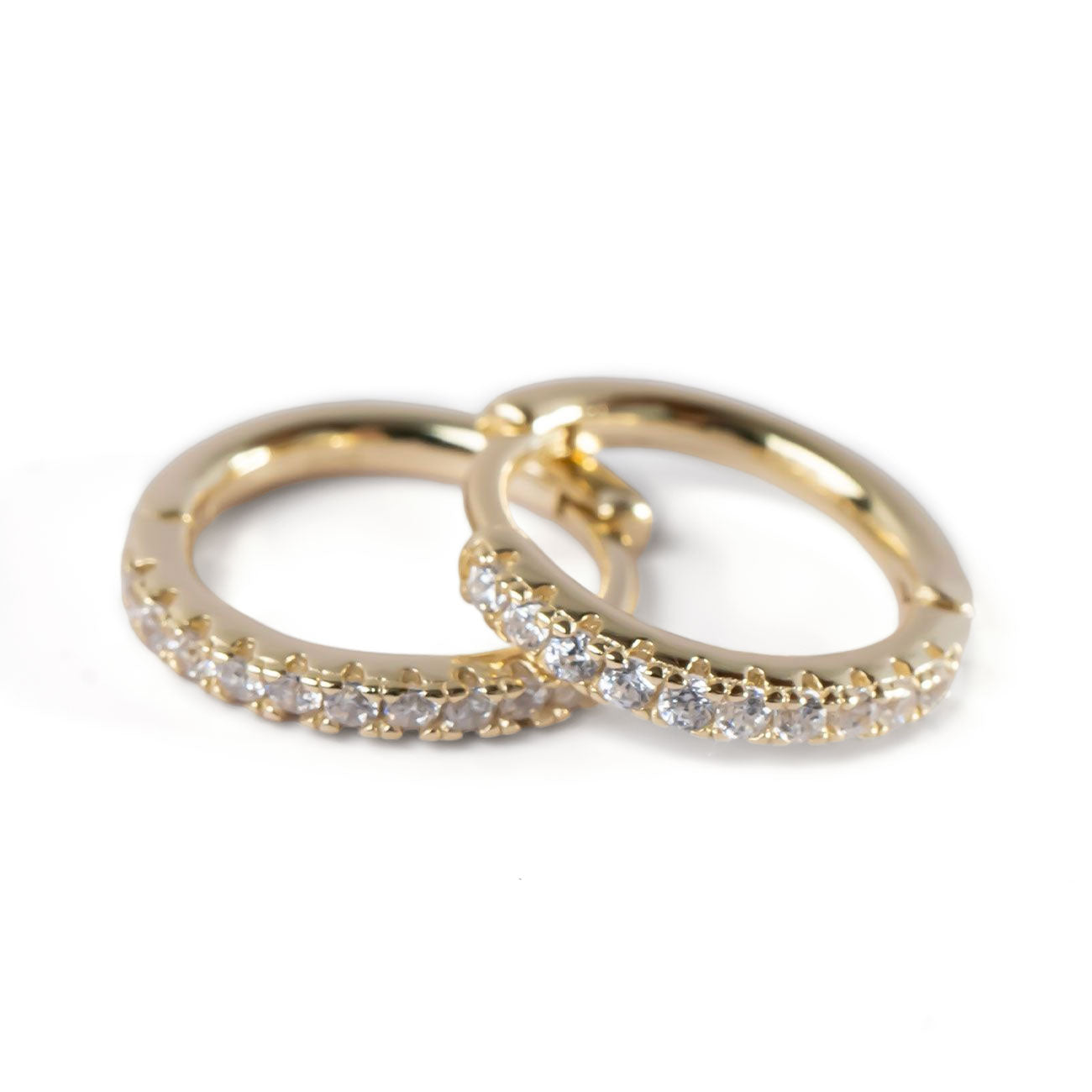 18K Gold Plated Sterling Silver Straight Pave Hoop Earrings | KYKLOS-STR