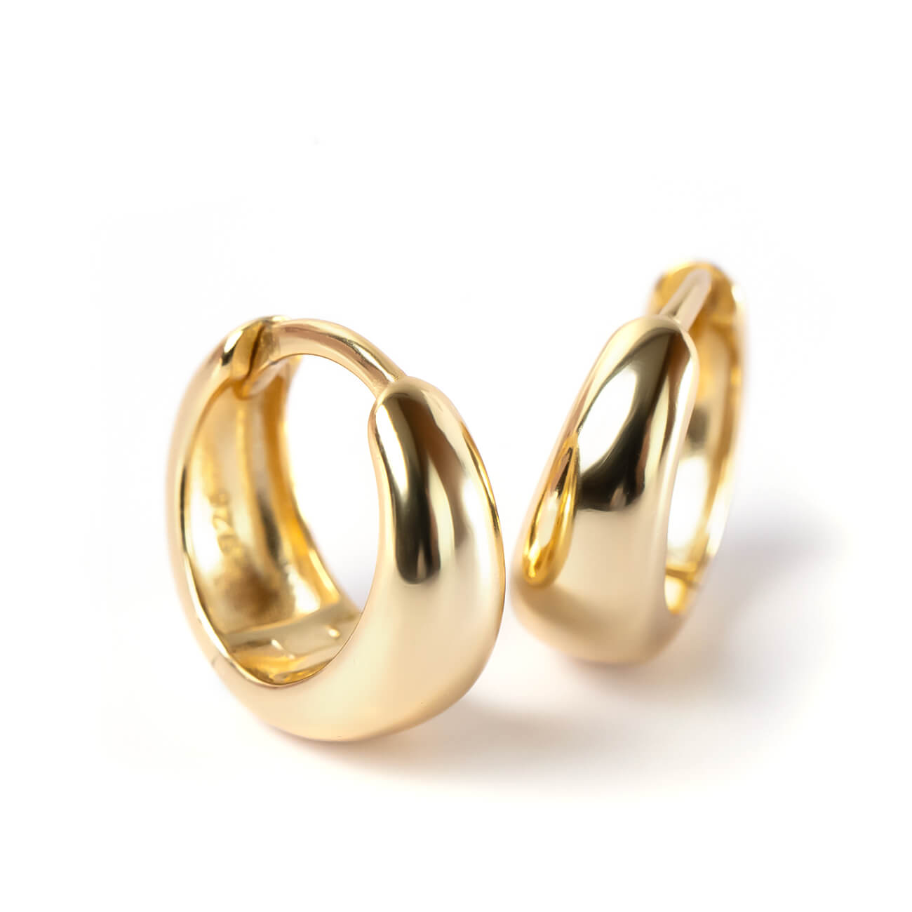 18K Gold Plated Sterling Silver Stout Tiny Hoop Earrings | KYKLOS-MOON