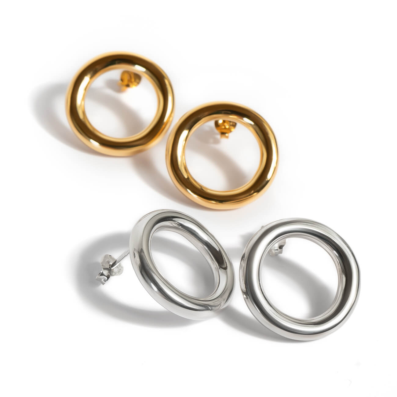 18K Gold Plated Sterling Silver Puffy Hoop Pierce | AUREOLA