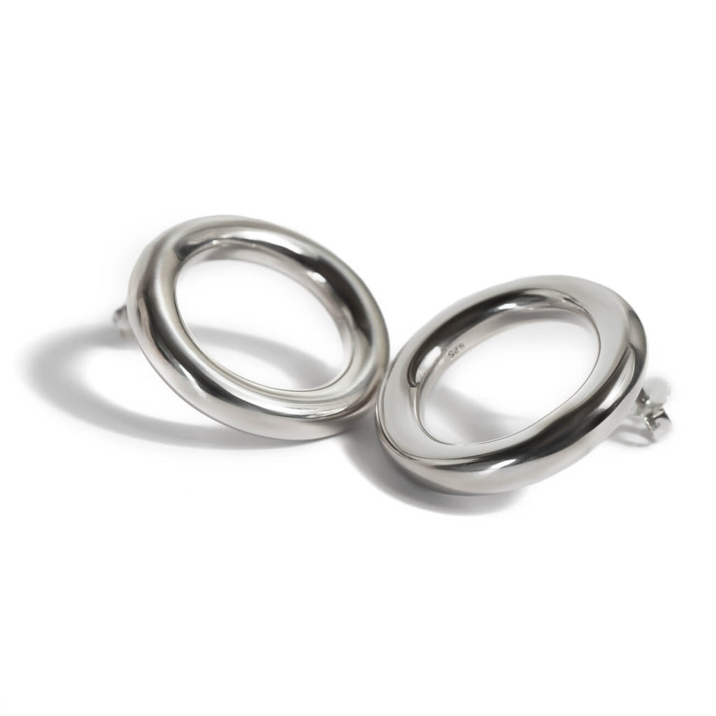 18K Gold Plated Sterling Silver Puffy Hoop Pierce | AUREOLA