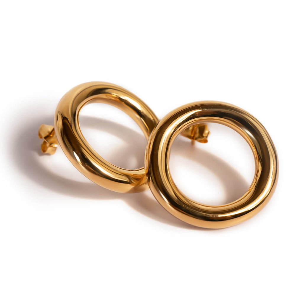 18K Gold Plated Sterling Silver Puffy Hoop Pierce | AUREOLA