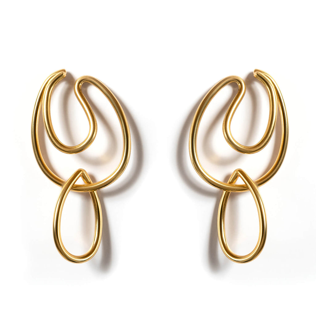 18K Gold Plated Sterling Silver Dangle Drop Charm Earcuff | LOITSU