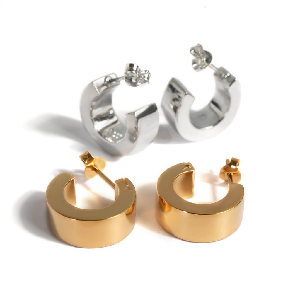 18K Gold Plated Sterling Silver Lustrou Hoop Pierce | CAPPIO