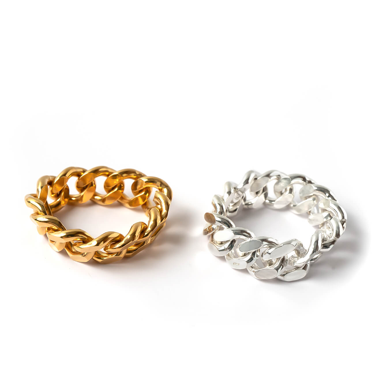 18K Gold Plated Sterling Silver Cuban Link Chain Ring | KAVALERI